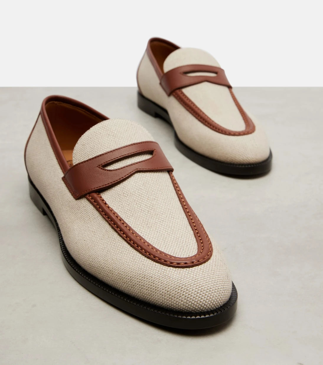 Loro Piana - Sergio leather-trimmed penny loafers