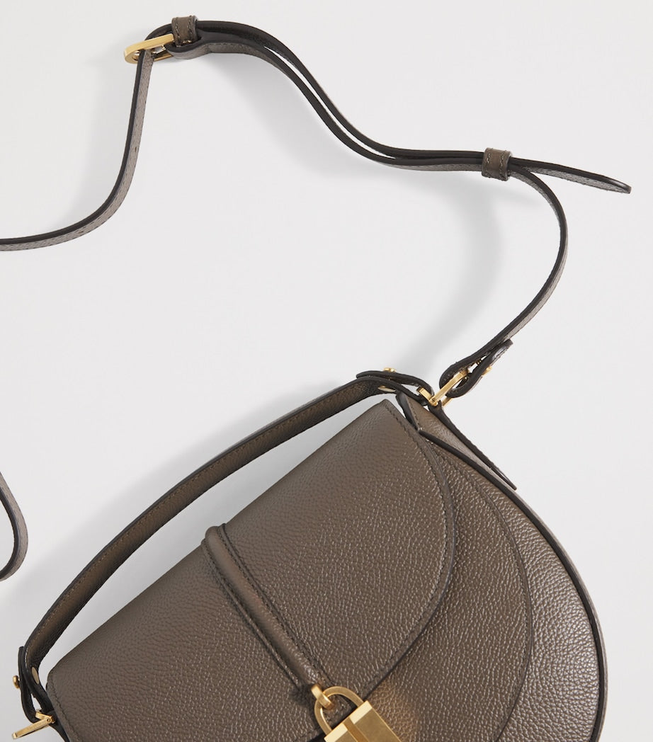 Demellier Green Small Leather Siena Saddle Bag