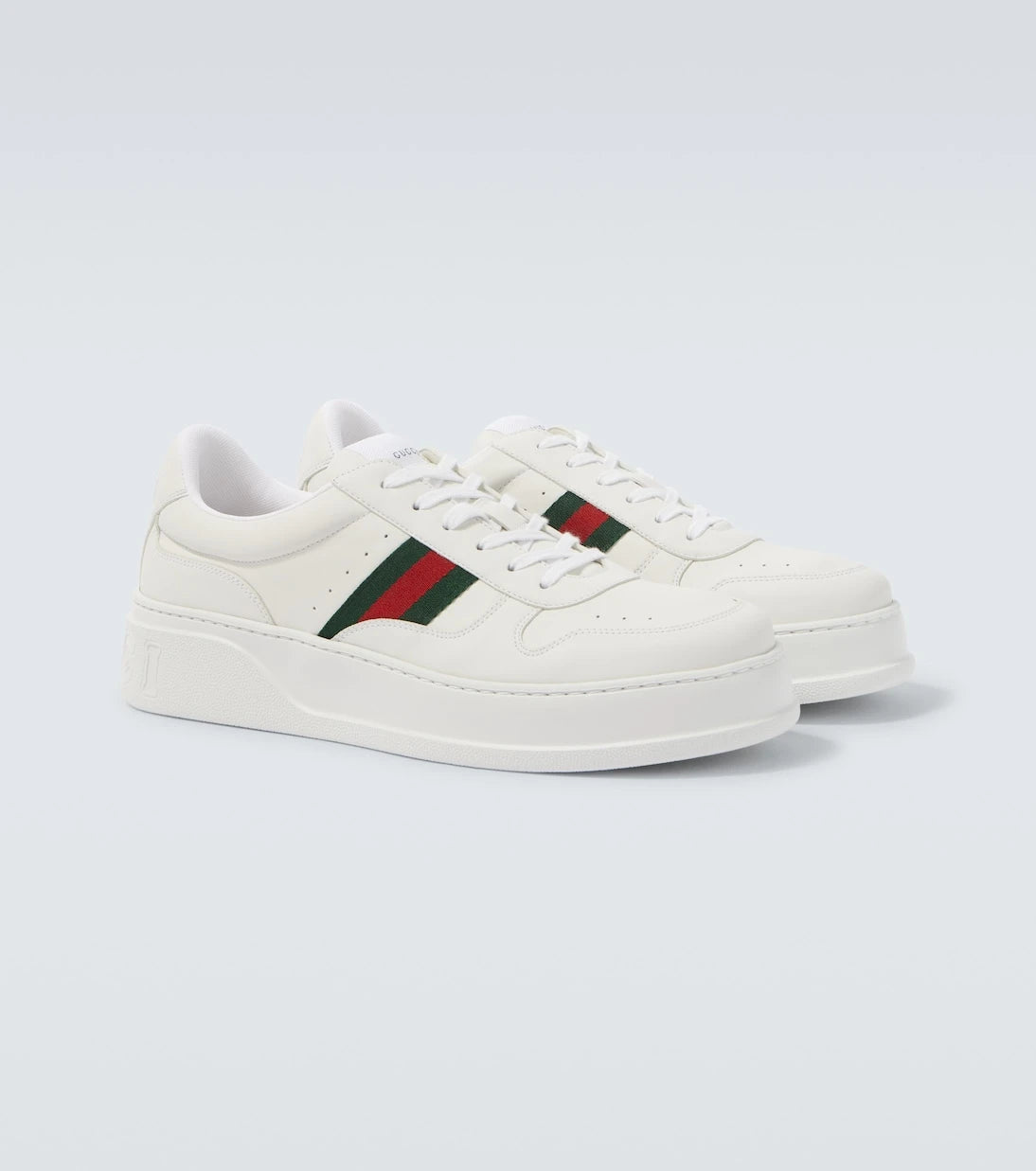 Gucci - Web Stripe leather sneakers