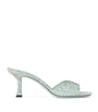 Jimmy Choo Turquoise Skye 70 Leather Embellished Mules