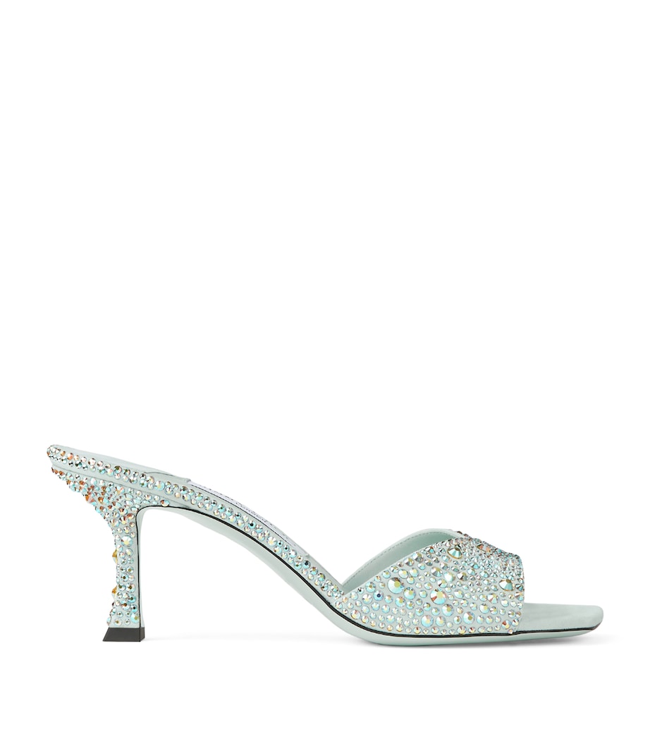 Jimmy Choo Turquoise Skye 70 Leather Embellished Mules
