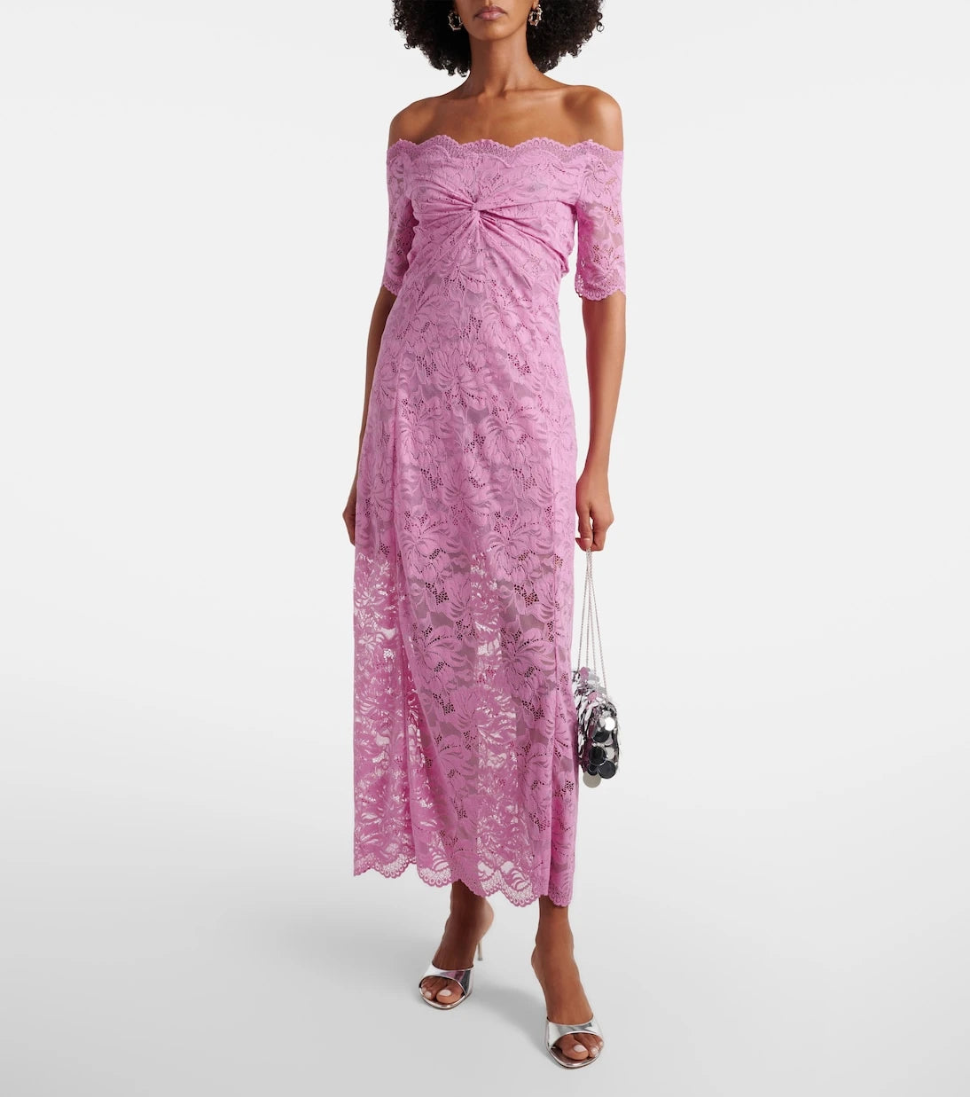 Rabanne - Off-shoulder lace midi dress