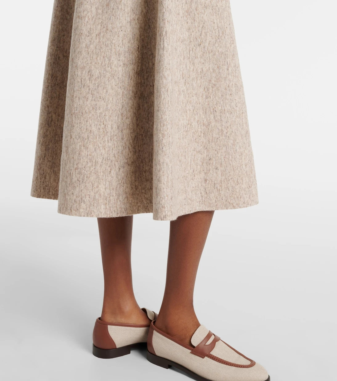 Loro Piana - Cashmere, wool, and linen midi skirt