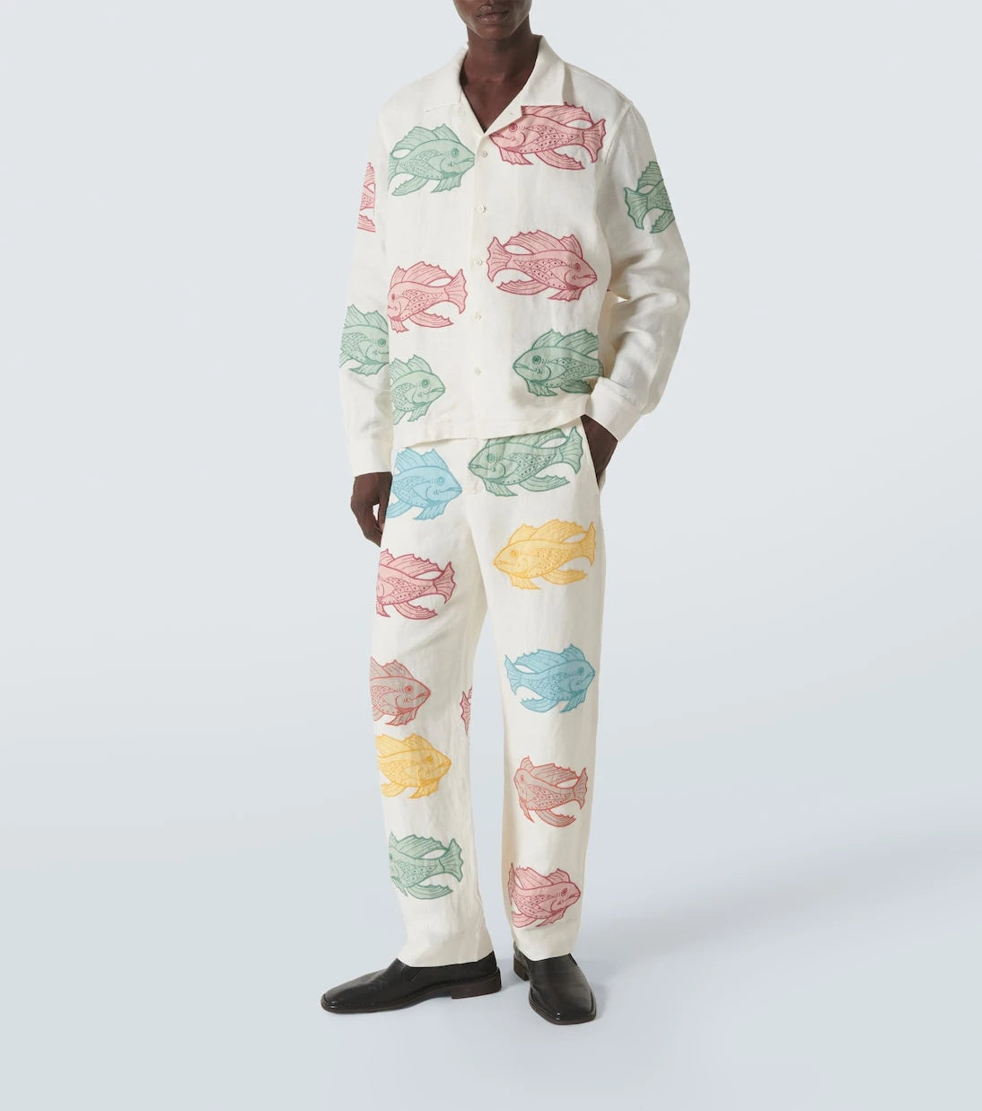 Bode - Piscine appliqué linen straight pants