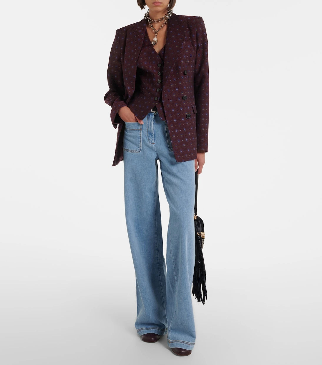Etro - Floral wool and cotton jacquard vest