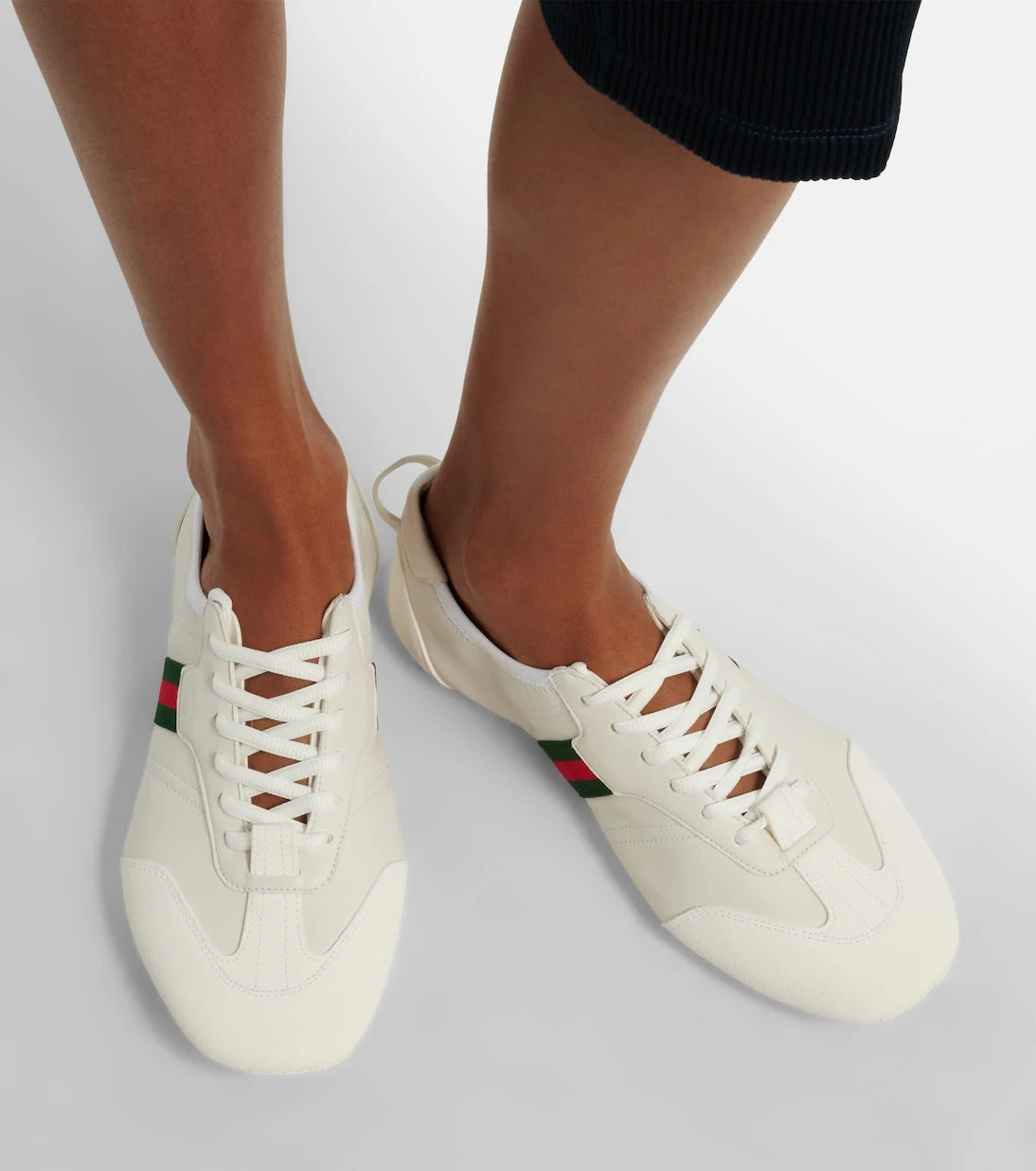 Gucci - Flex suede-trimmed leather sneakers