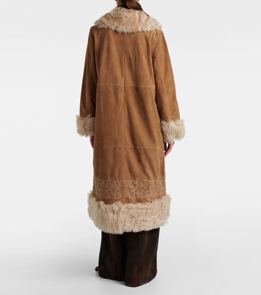 Rixo - Cienna embroidered suede coat