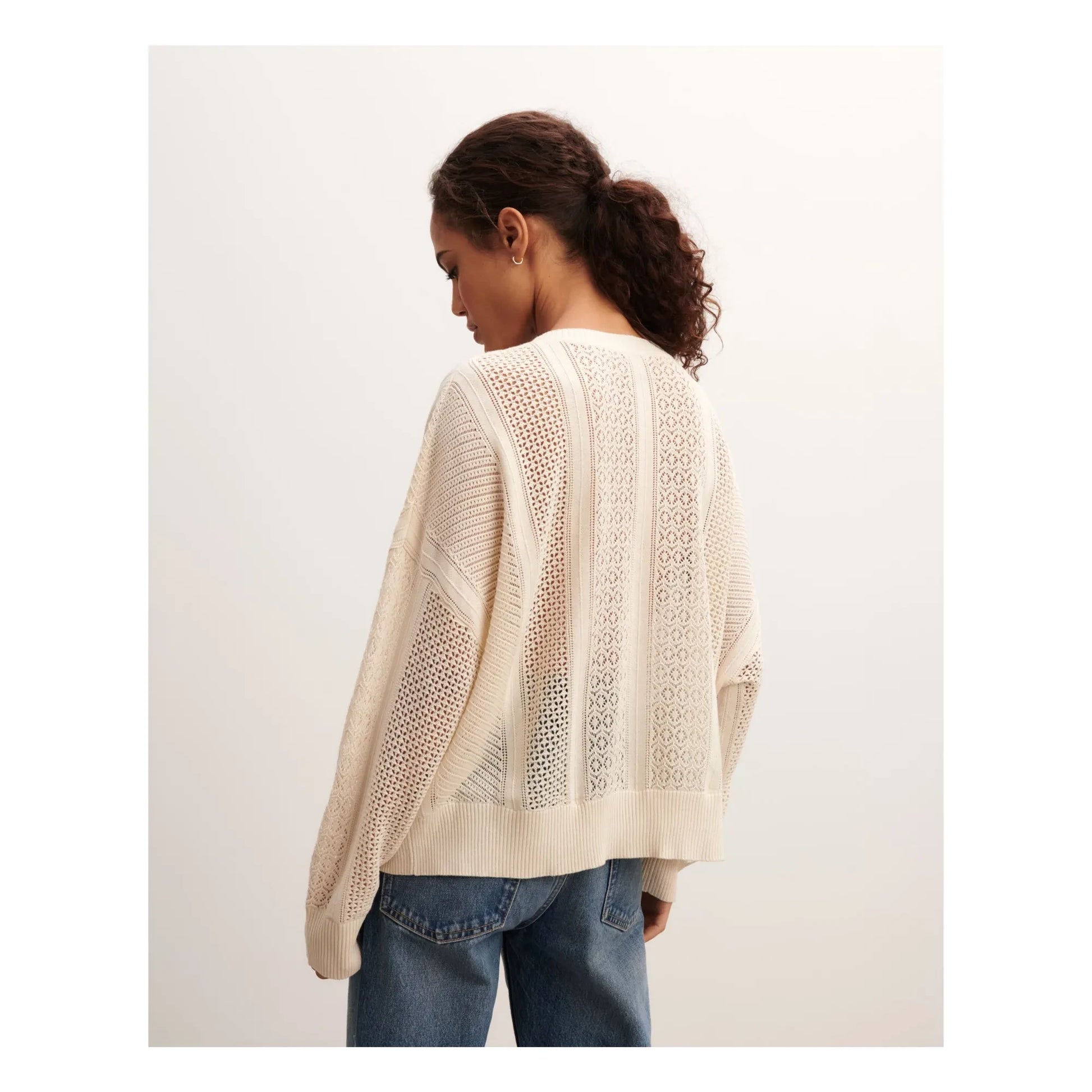 Bompard - Oversize Patchwork Pointelle Silk and Cashmere Sweater | Natural