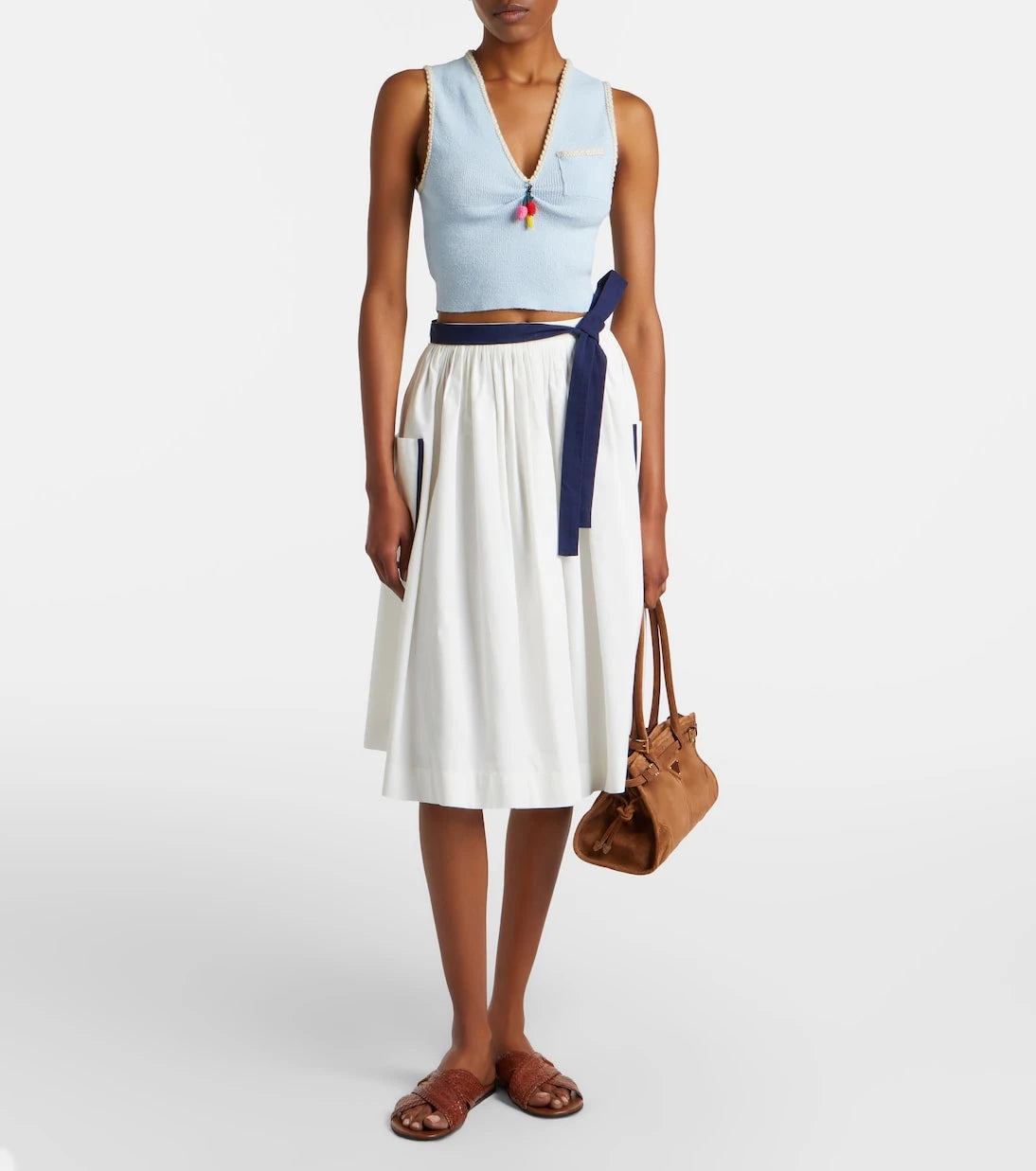 Prada - Embellished cotton-blend bouclé crop top