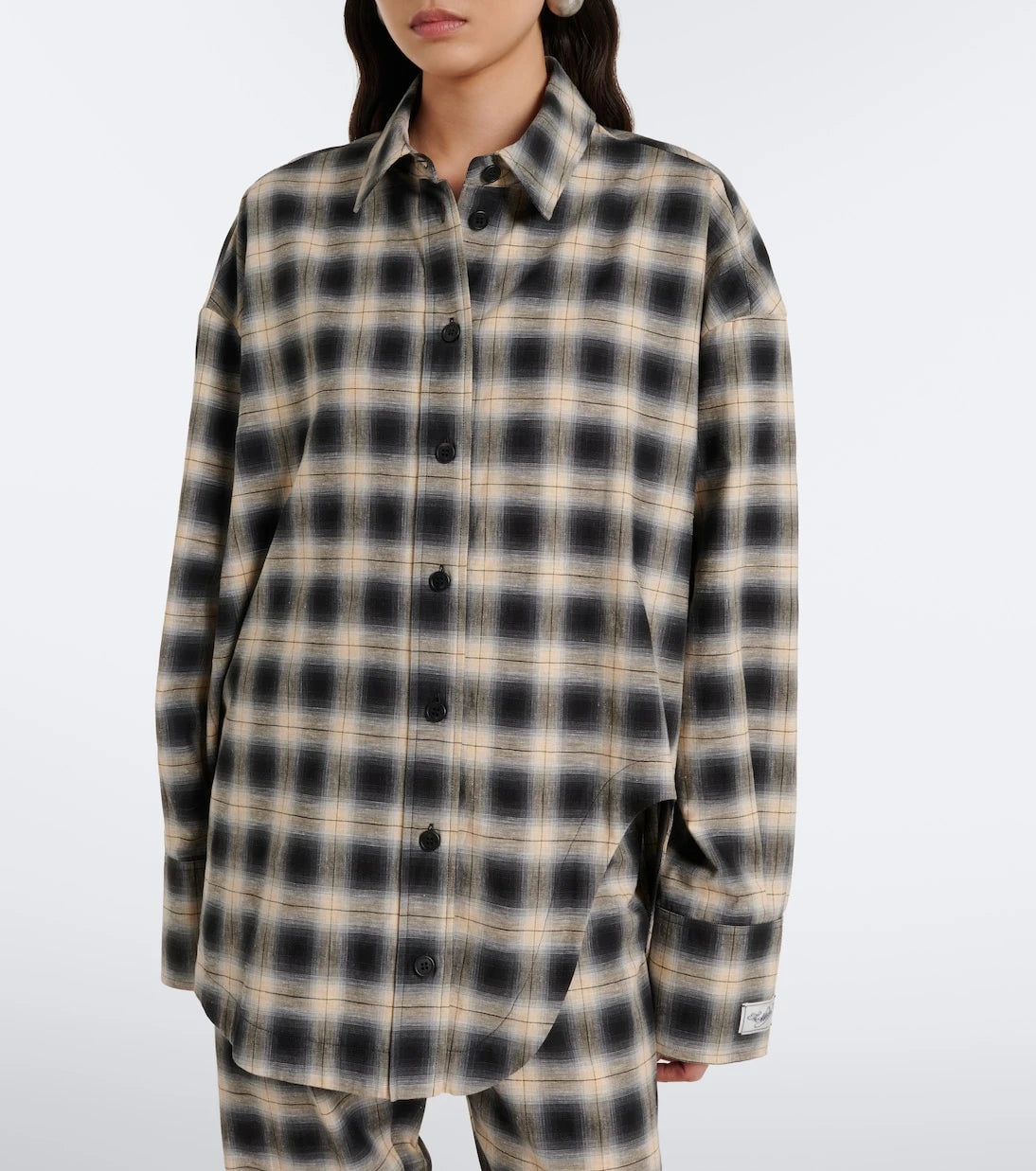 The Attico - Checked asymmetric cotton shirt