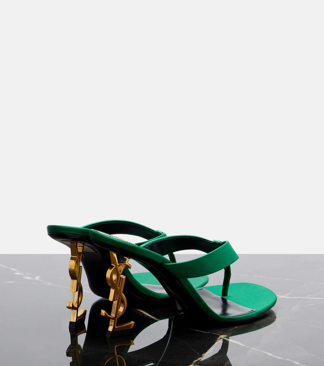 Saint Laurent - Opyum Cassandre crêpe satin thong sandals