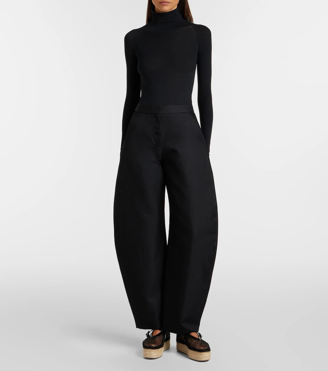 Alaïa - Leather-trimmed fishnet espadrilles