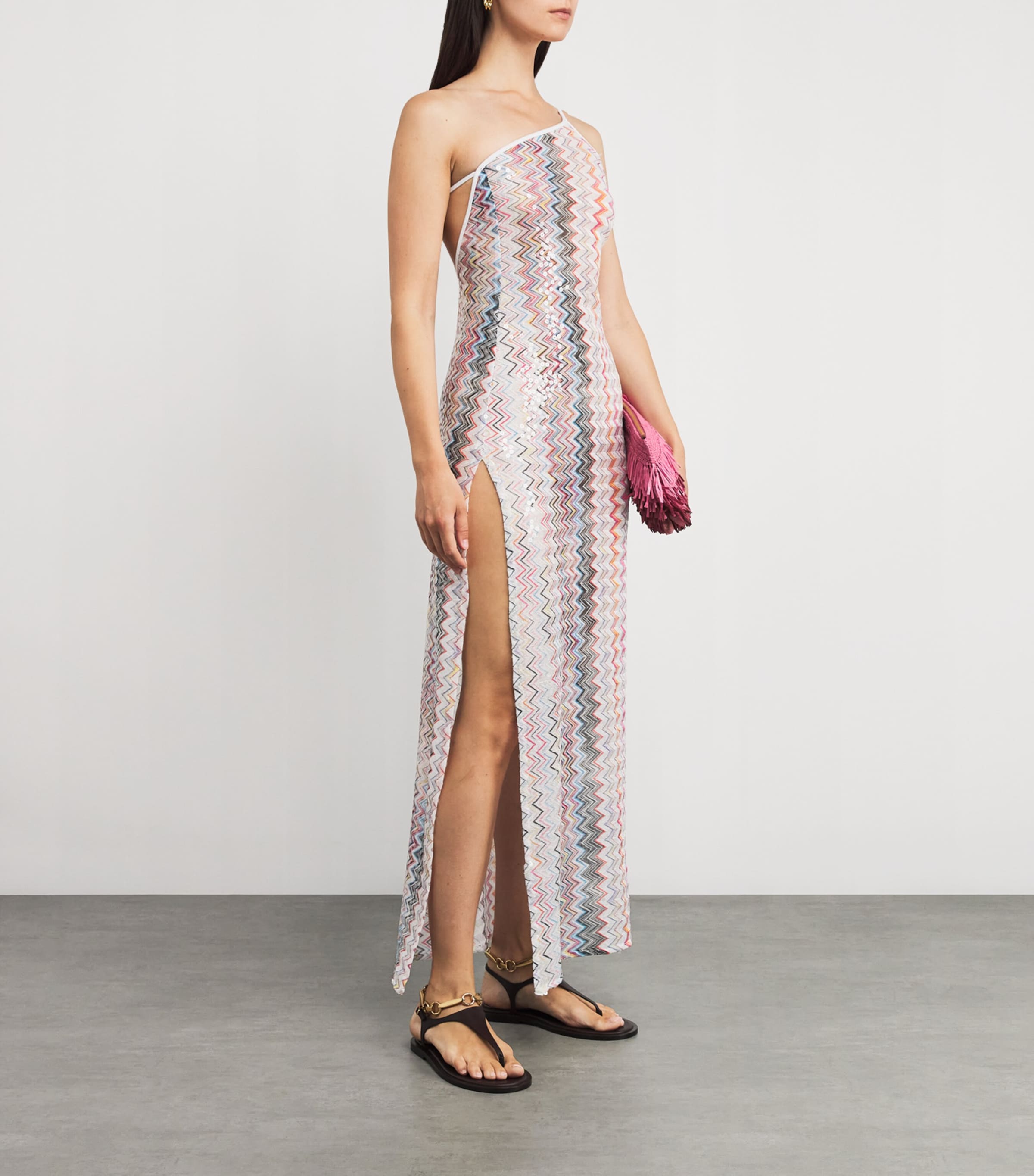 Missoni Multi Zigzag One-Shoulder Maxi Dress