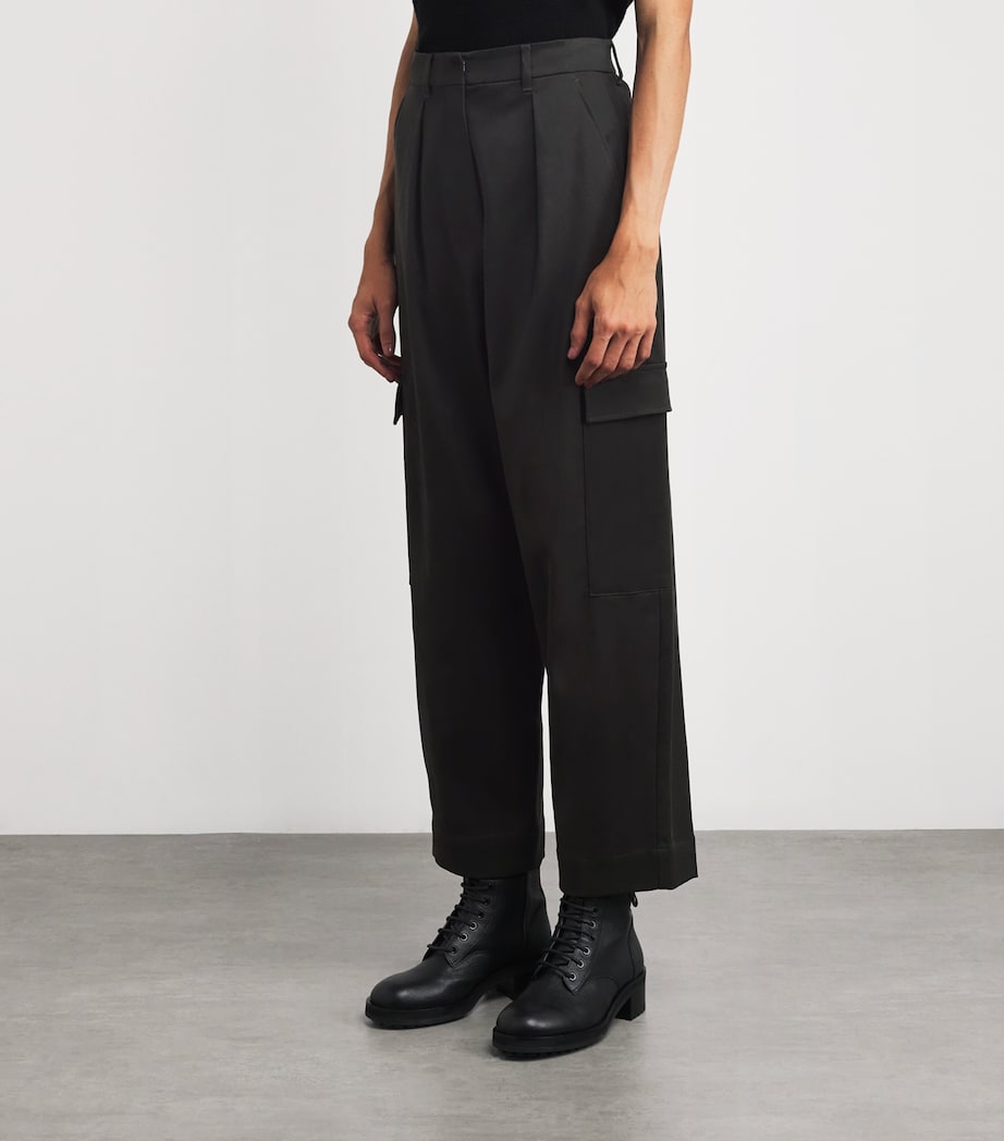 Green Wide-Leg Cargo Trousers