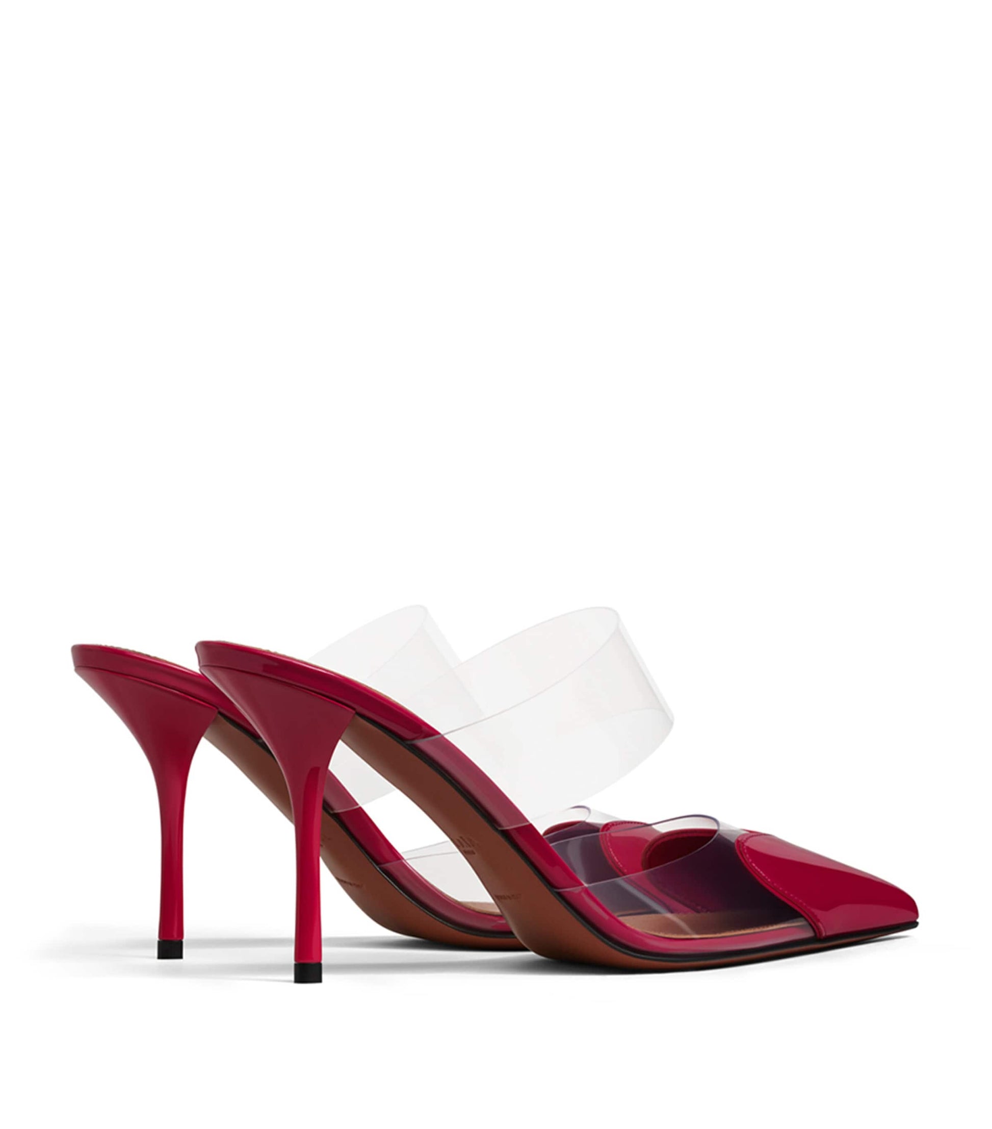 Alaïa Leather-PVC Le Coeur Heeled Mules 90