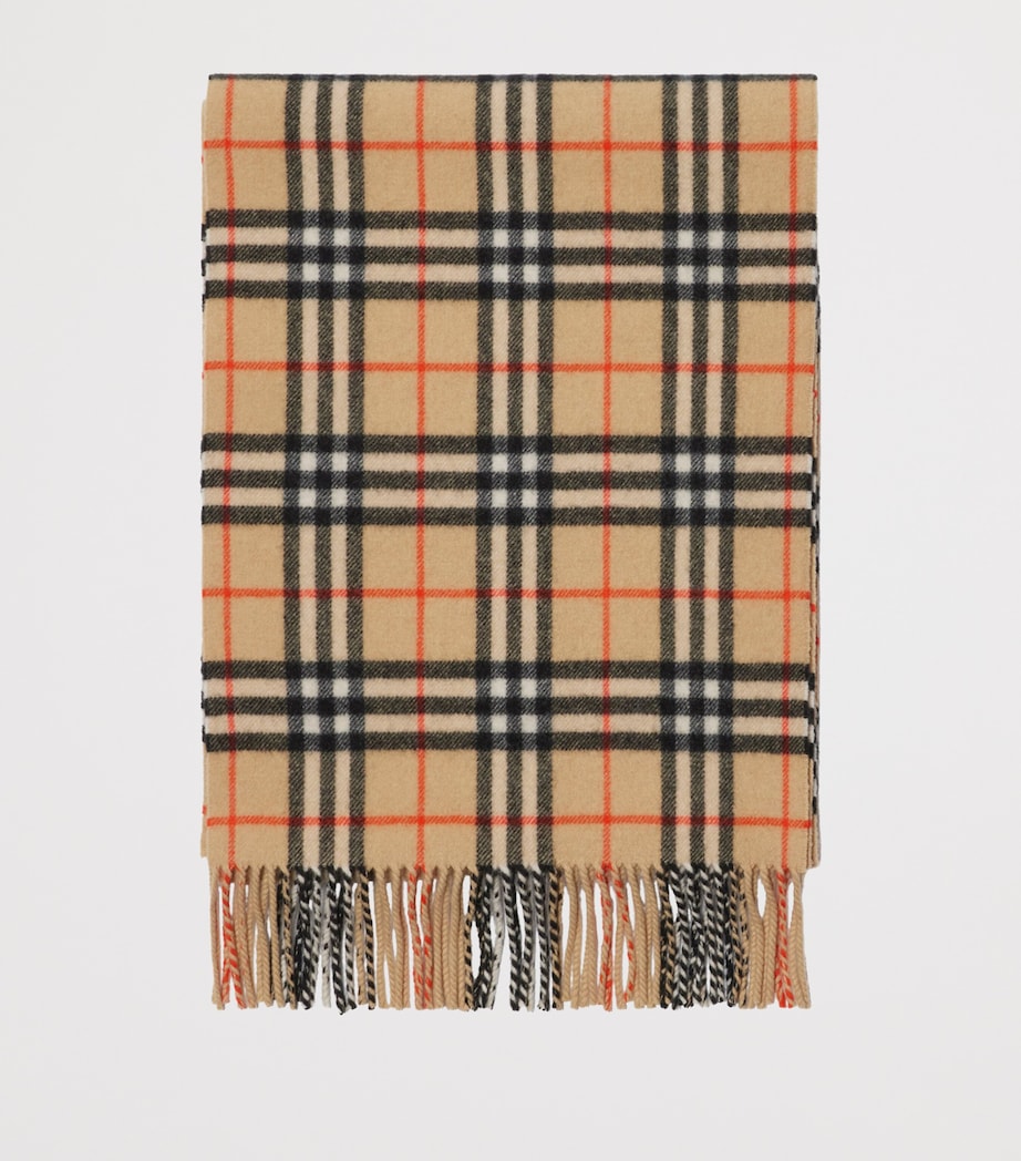 Beige Cashmere Check Scarf