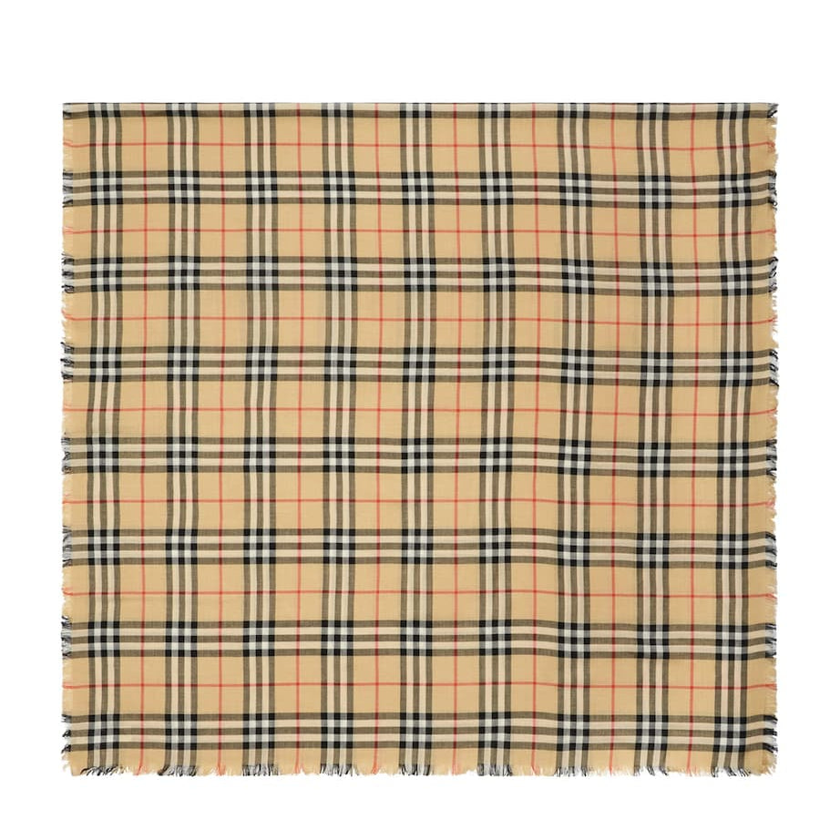 Burberry Beige Cashmere-Silk Check Scarf