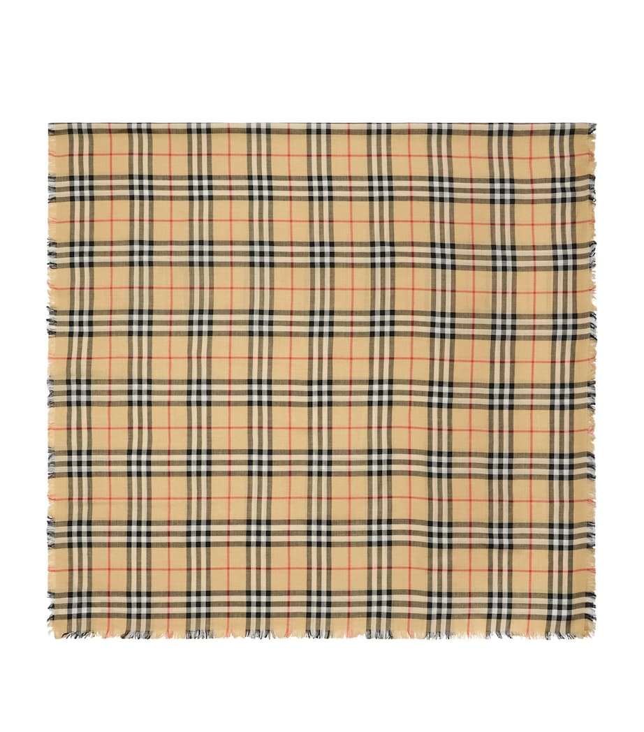 Burberry Beige Cashmere-Silk Check Scarf
