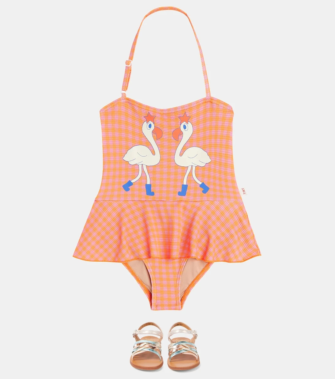 Tinycottons - Flamingos checked swimsuit