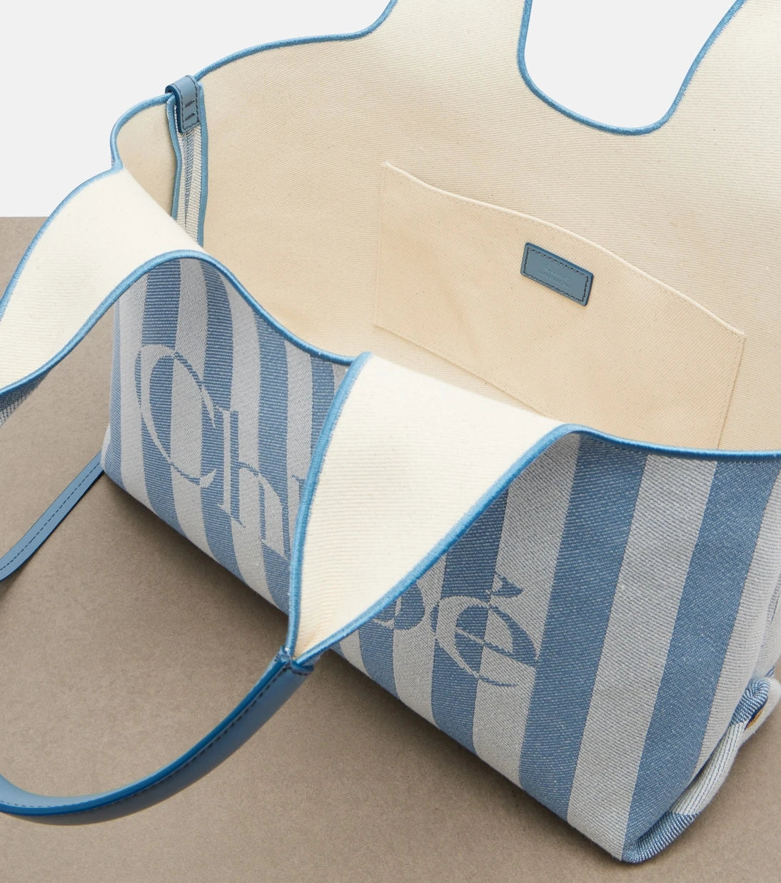 Chloé - Chloé Stripy Large logo canvas tote bag