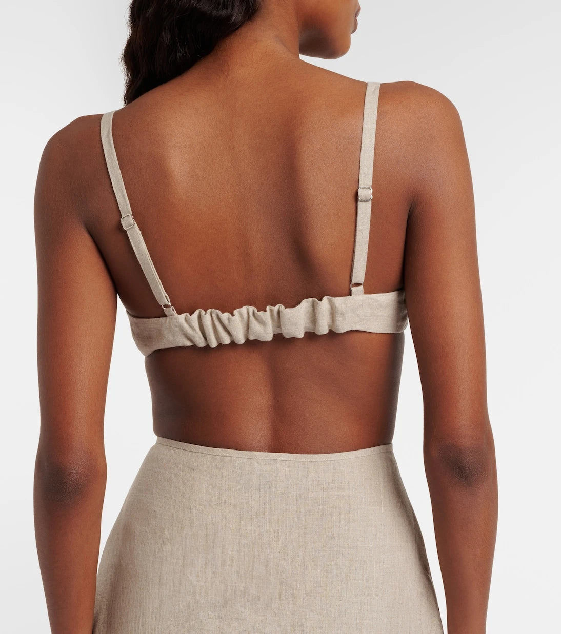 Coperni - Floral-appliqué linen bra top