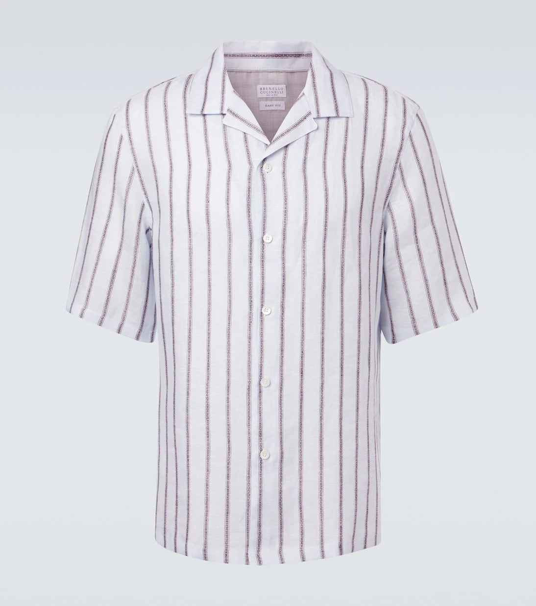 Brunello Cucinelli - Striped linen bowling shirt