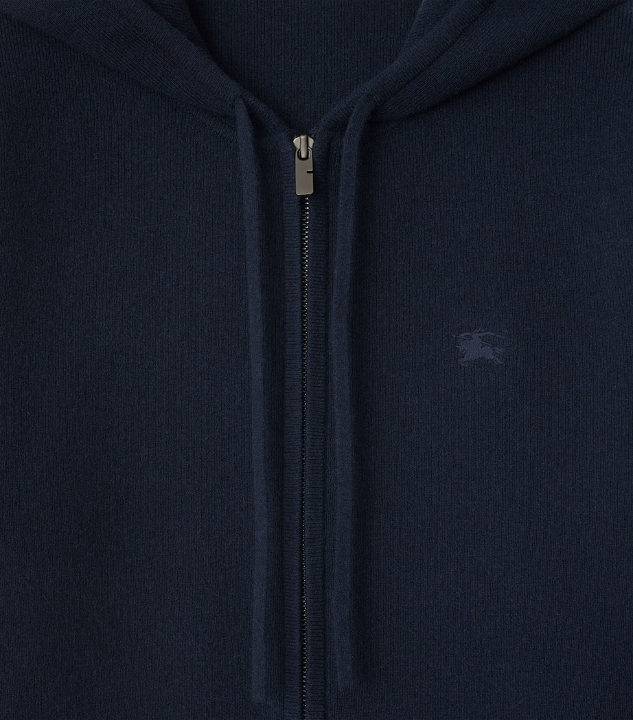 Navy Cashmere-Blend Zip-Up Slim Hoodie