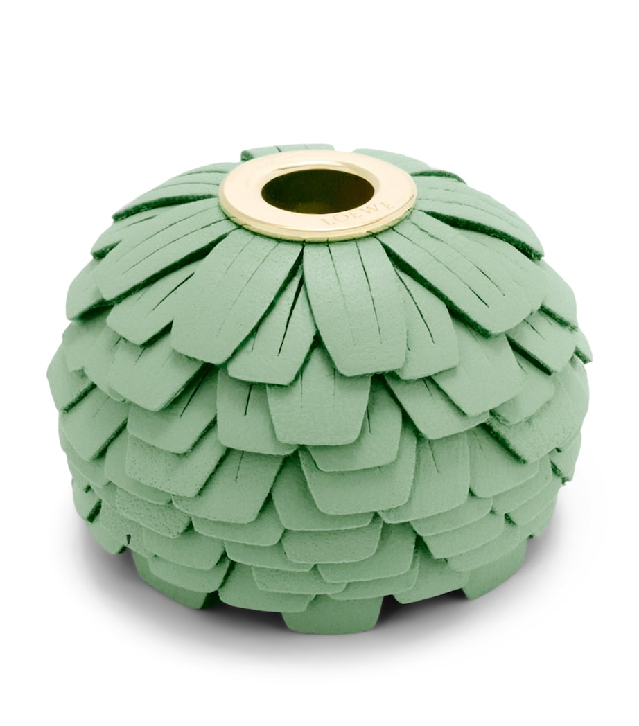 Green Leather Flower Personalisation Bag Charm