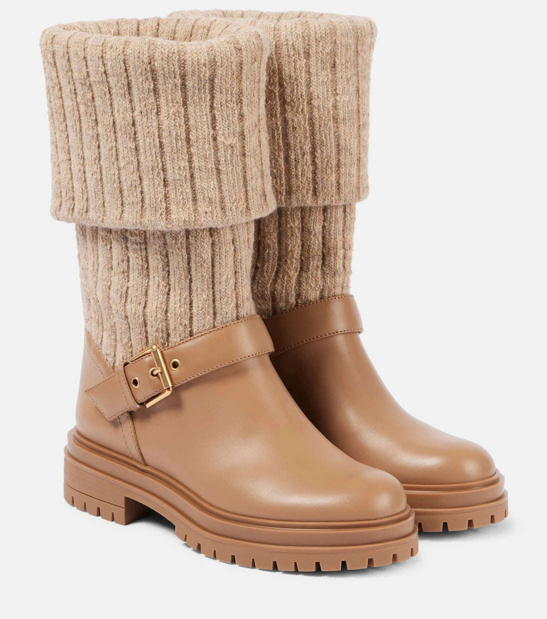 Gianvito Rossi - Thurso leather-trimmed sock boots