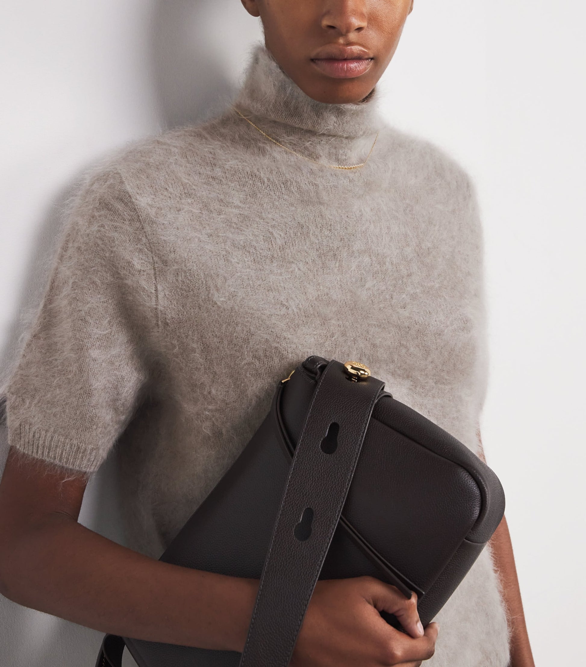 Soft Goat Beige Brushed Cashmere Short-Sleeve Sweater