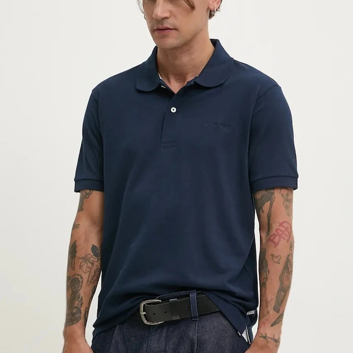 Памучна тениска с яка Guess Jeans