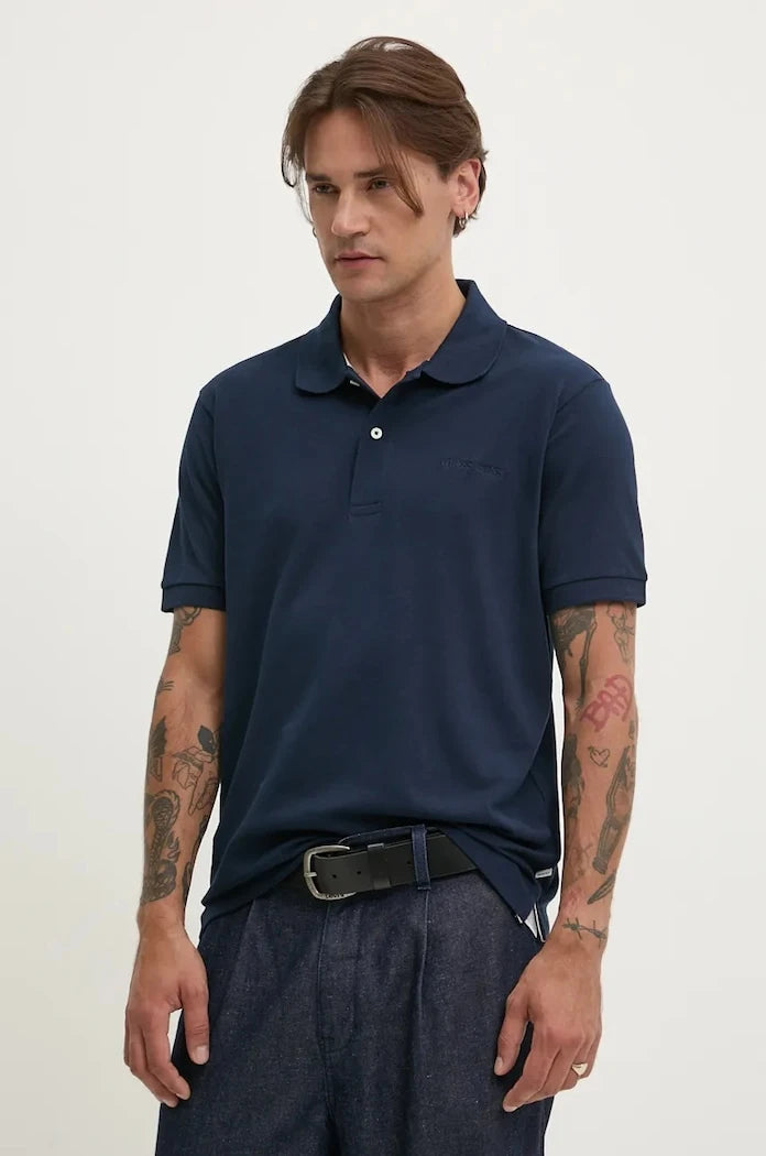 Памучна тениска с яка Guess Jeans