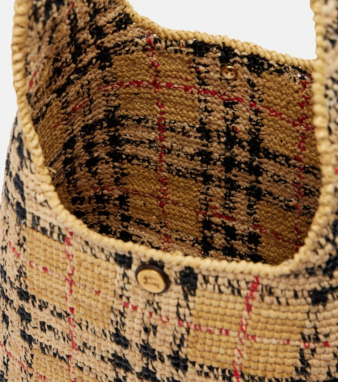 Burberry - Burberry Check Medium raffia tote bag