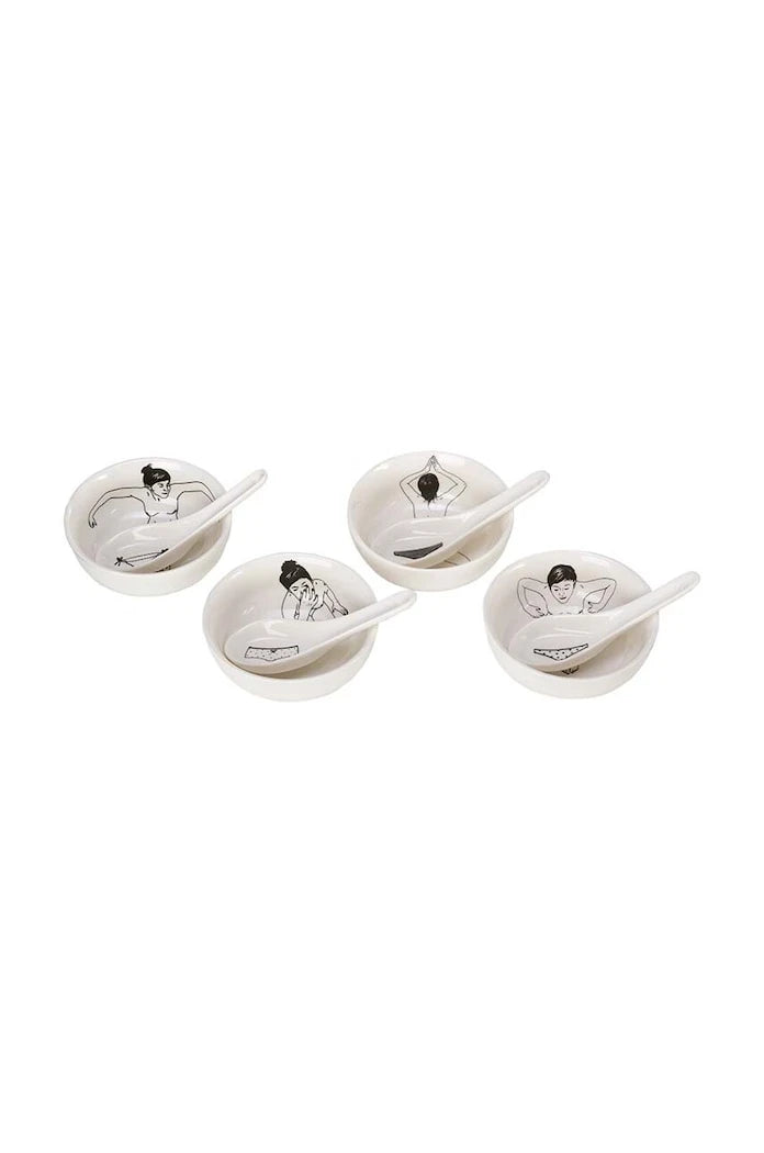 POLSPOTTEN Undressed Bowls 200 ml Kaşıklı Kase Seti (4 Parça)