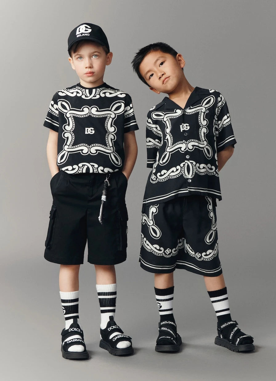 Dolce&Gabbana Kids - شورت من قطن الغاباردين