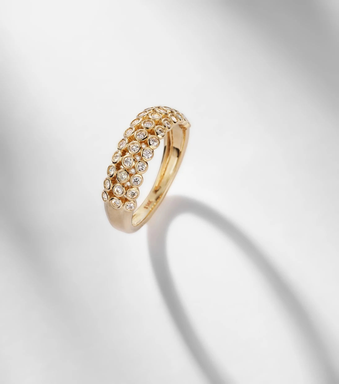 Stone and Strand - Bold Lattice 14kt gold ring with diamonds