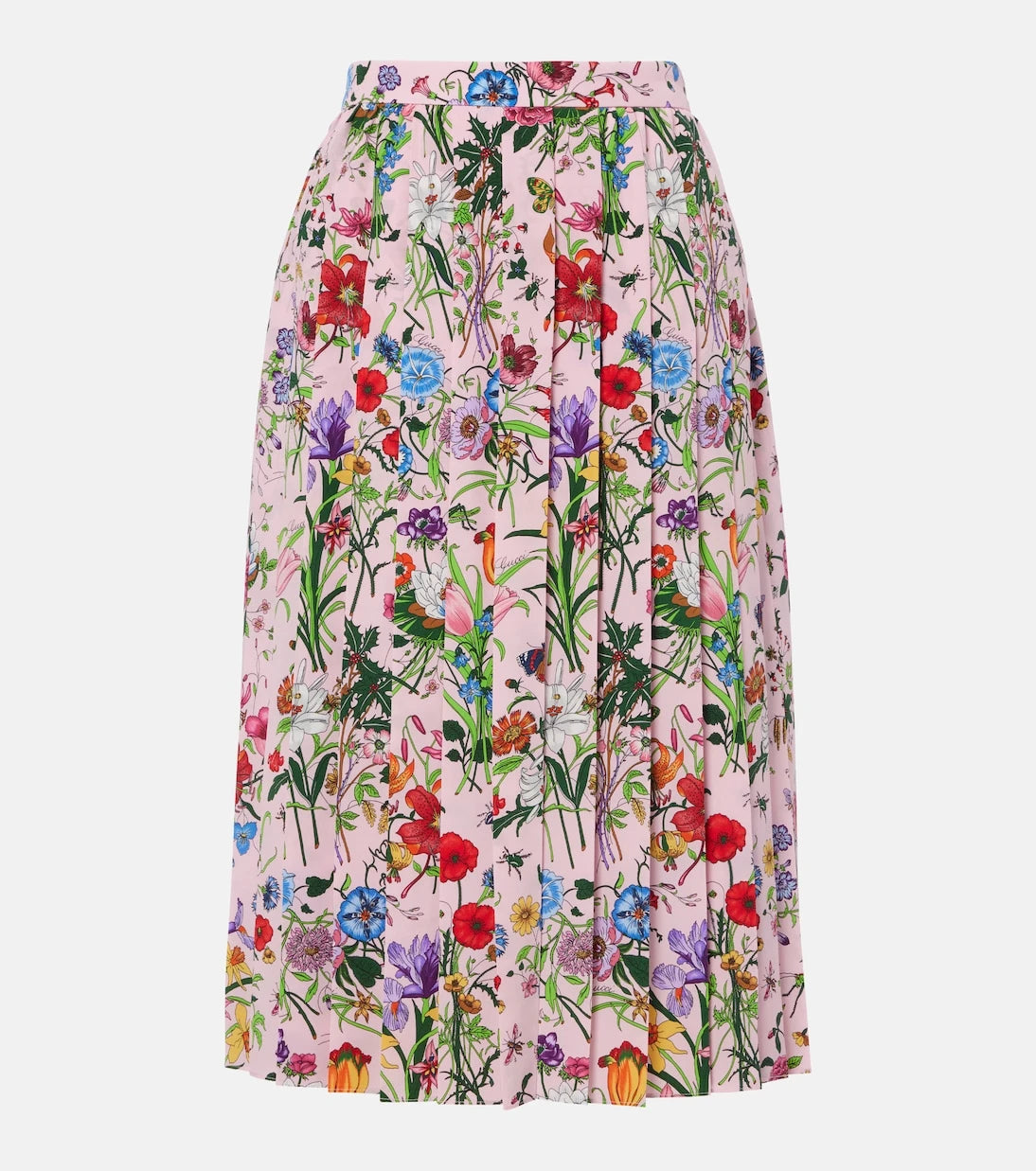 Gucci - Floral pleated silk midi skirt