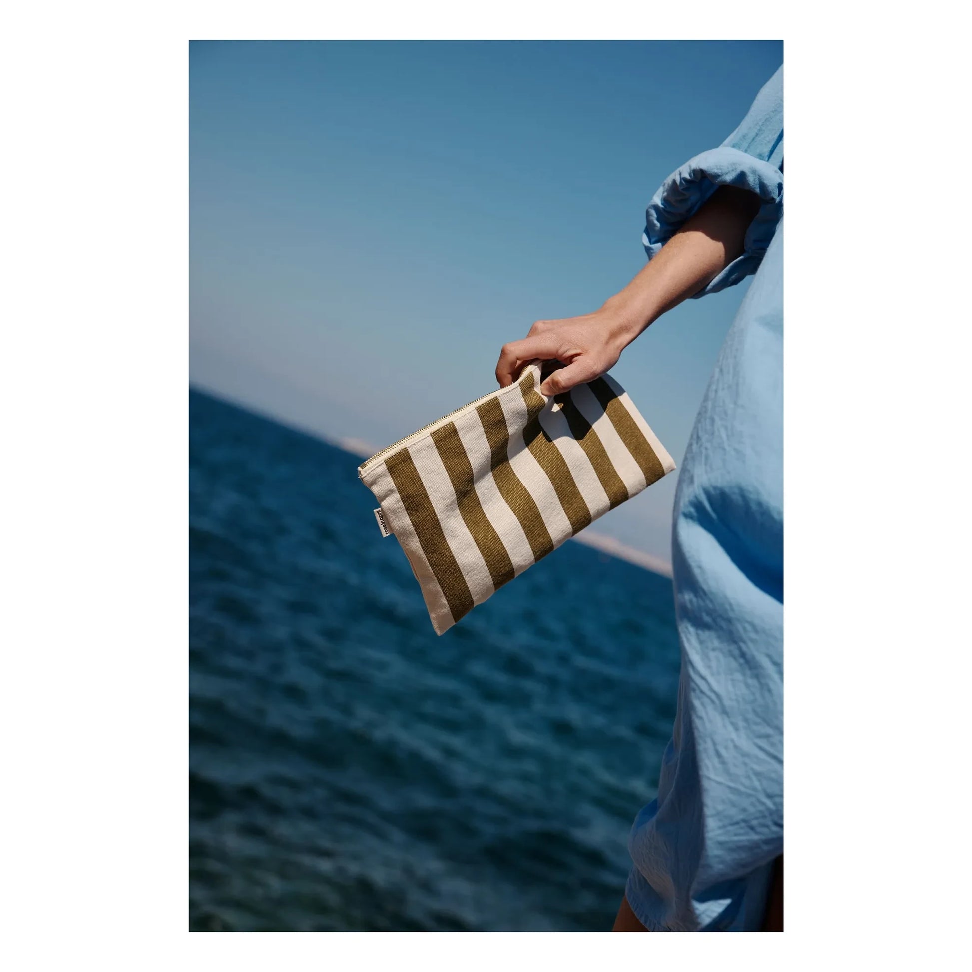 Rose in April - Lili striped clutch bag | Olive