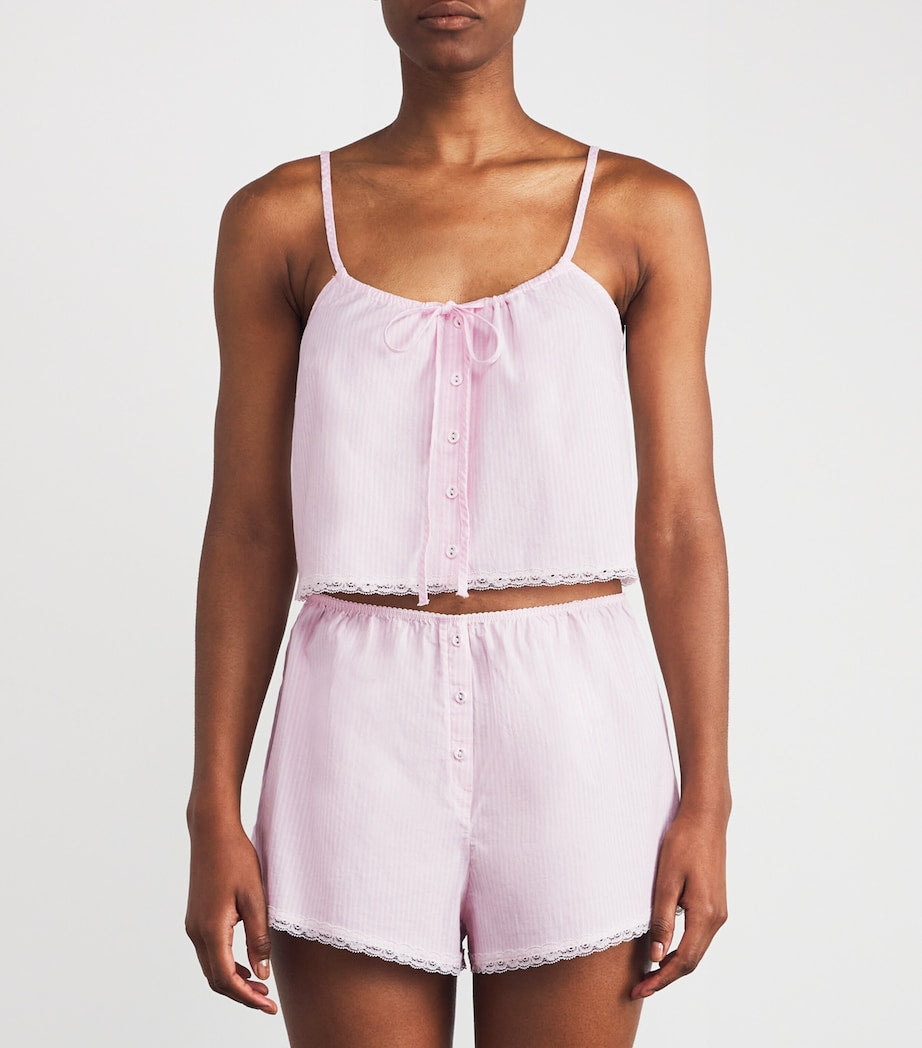 Skims Pink Stretch-Cotton Poplin Sleep Tank Top