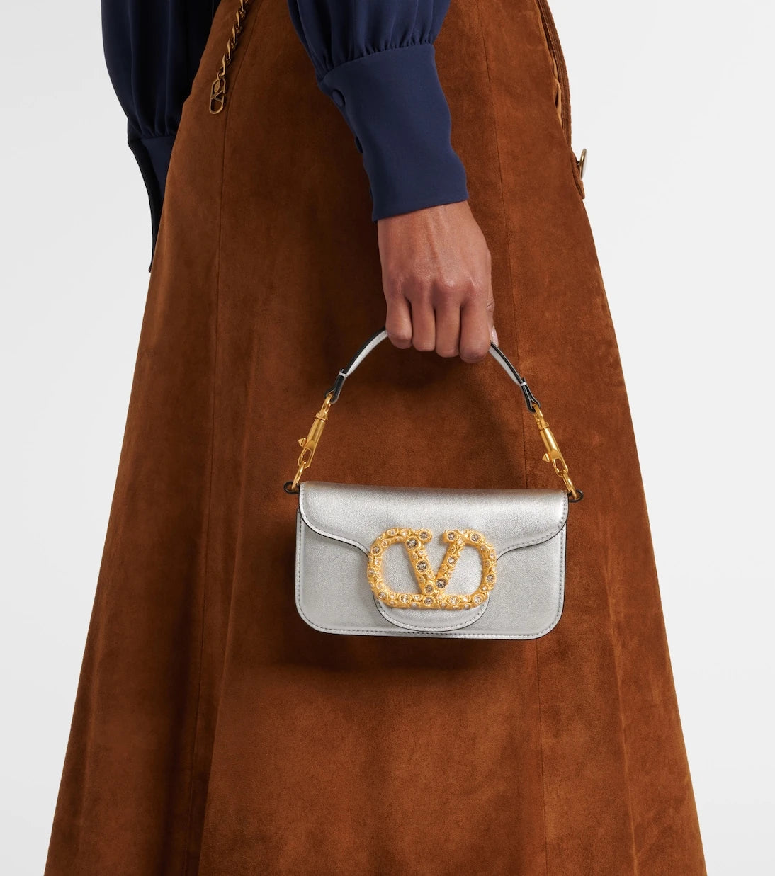 Valentino Garavani - Locò Small metallic leather shoulder bag