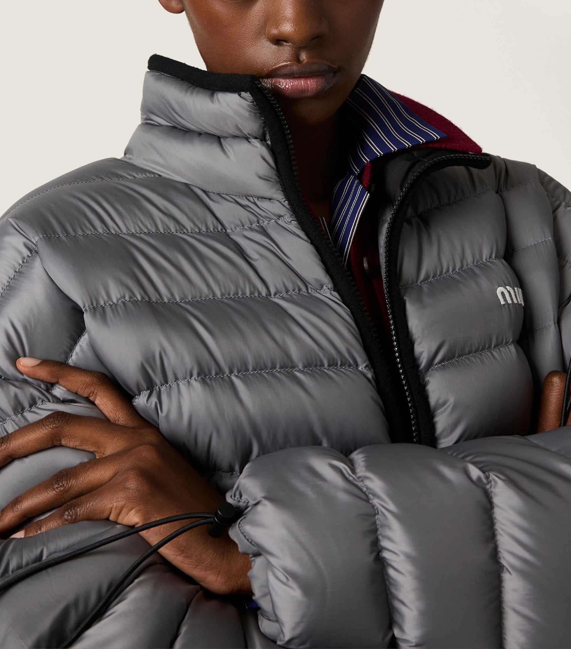 Metallic Technical Pongé Goose Down Puffer Jacket
