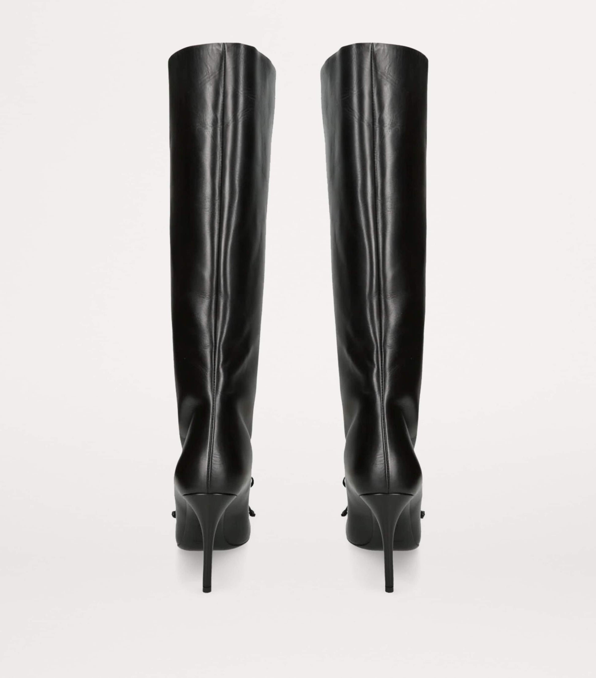 Alaïa Black Leather Bow Knee-High Boots 90