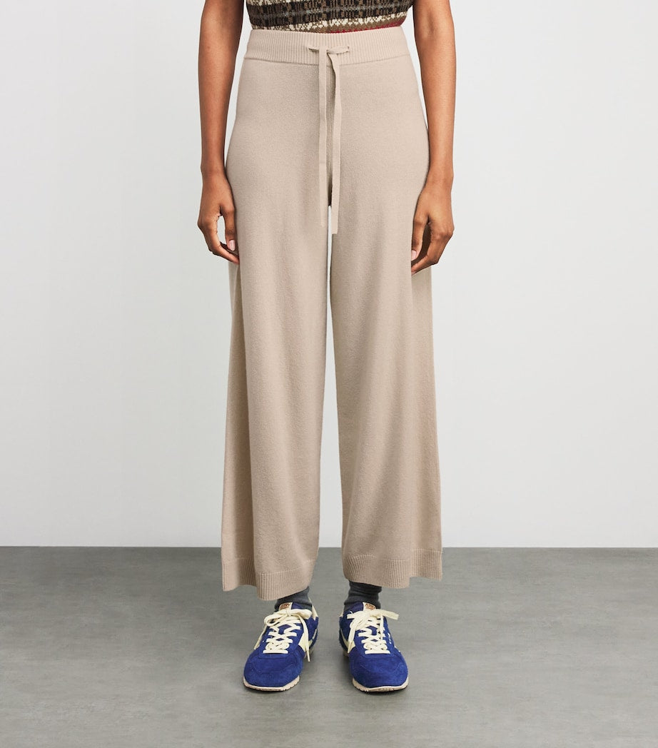 Beige Wool-Cashmere Wide-Leg Trousers