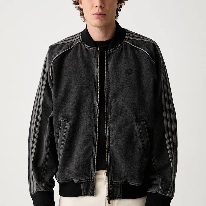 adidas Originals fermuarlı erkek denim sweatshirt