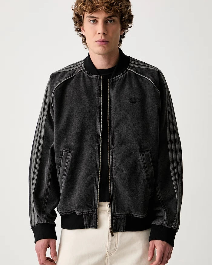 adidas Originals fermuarlı erkek denim sweatshirt