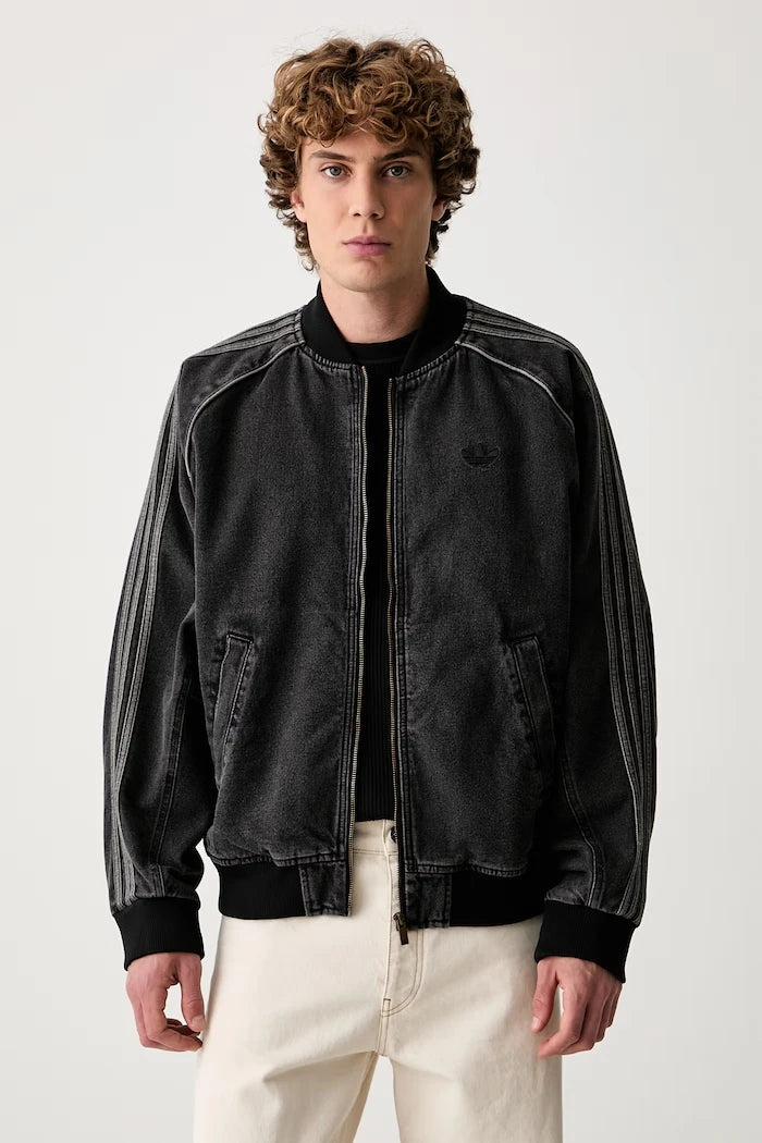 adidas Originals fermuarlı erkek denim sweatshirt