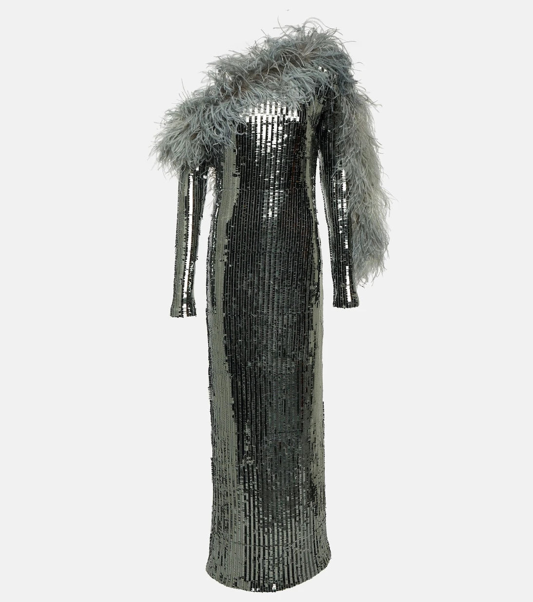 Taller Marmo - Garbo Disco feather-trimmed sequined gown