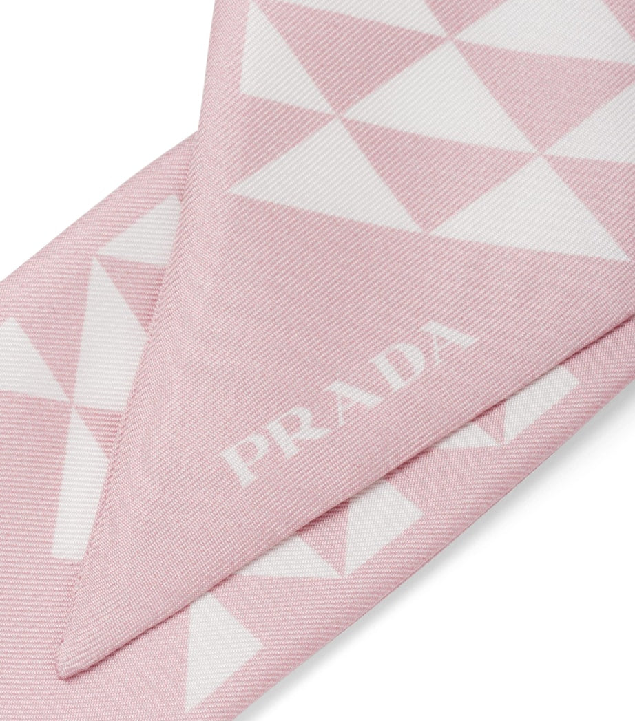 Prada Pink Silk Triangle Skinny Scarf
