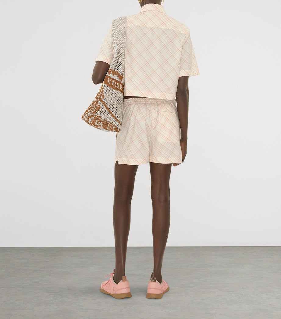 Burberry Pink Cotton Cropped Check Shirt