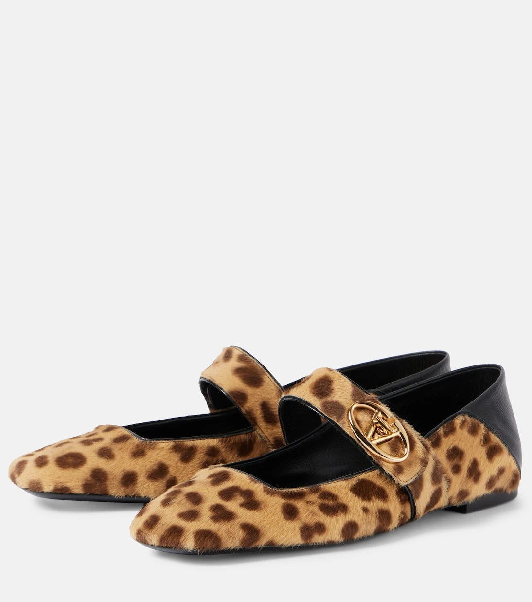 Valentino Garavani - VLogo Locker leopard-print Mary Jane flats